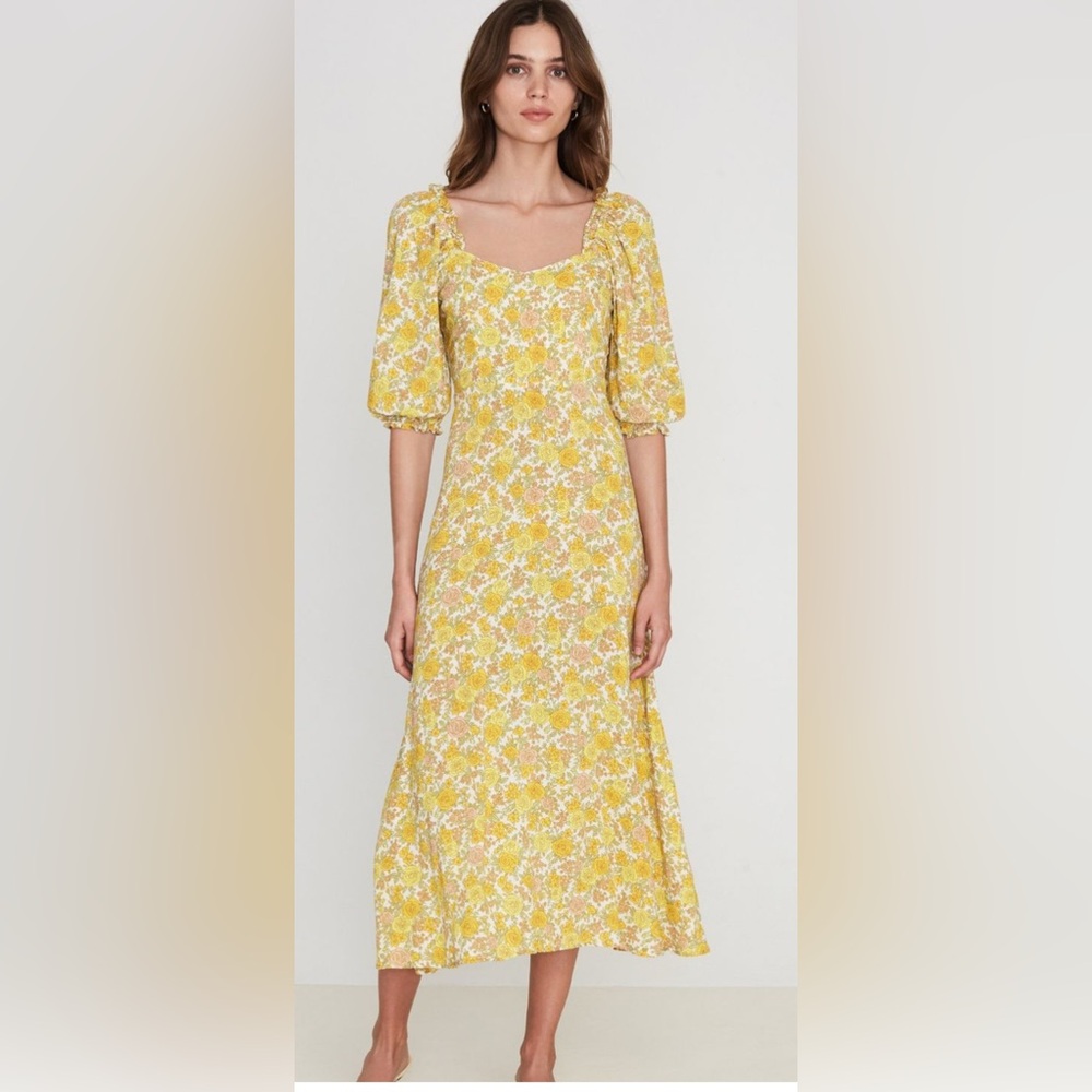 Faithfull the Brand Brontë Midi Dress in Grey Gardens Floral NWT XXL/12/AU 16